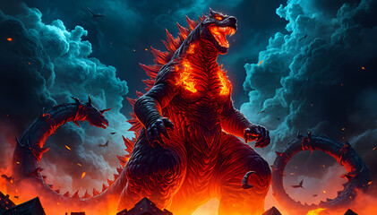 Obraz premium Lizard in the fire