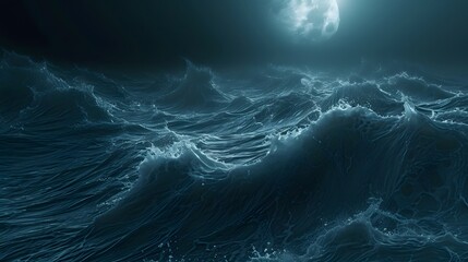 Abstracted moonlit ocean wave patterns in a minimalistic cinematic style  AI generated illustration