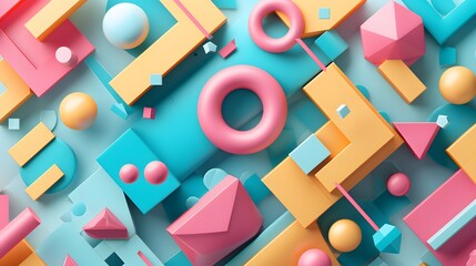 Fototapeta premium An abstract 3D style illustration featuring geometric shapes AI generated illustration