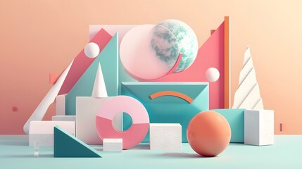 An abstract 3D style  illustration featuring geometric shapes  AI generated illustration
