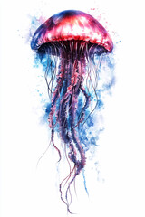Fototapeta premium Double exposure Realistic Jellyfish with jungle foliage