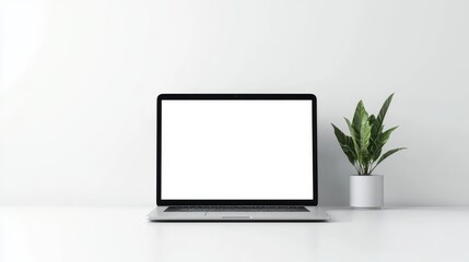 Pure white display laptop mockup example