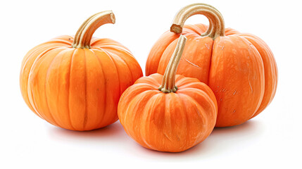 Fototapeta premium Halloween pumpkins isolated on white background, pumpkin design, autumn vegetable harvest and countryside farmers market