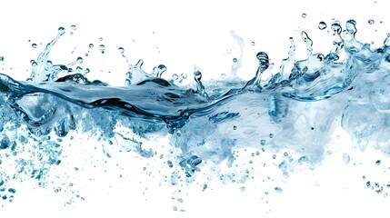 An elemental splash of cool blue water separated from a white background  AI generated illustration
