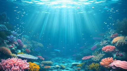 Obraz premium An underwater 3D style illustration of a coral reef AI generated illustration