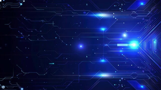 A stunning digital background featuring glowing blue lights and intricate circuit patterns, perfect for technology themes.