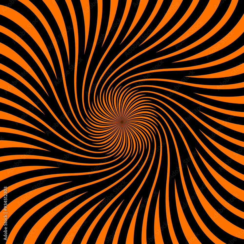 Canvas Prints psychedelic hypnotic halloween spiral pattern. vector optical illusion background with black and ora