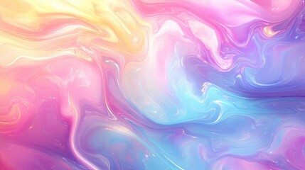 Watercolor illustration of a pastel multicolor wavy gradient background featuring dynamic neon hues Smooth and vibrant liquid surface with blurred colors creating a colorful and light infused swir