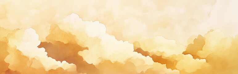 Obraz premium Watercolor illustration featuring a soft yellow cloud background with a fluffy cotton texture