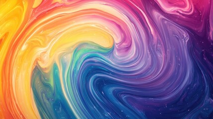 Obraz premium High-quality dynamic background featuring swirling rainbow paint, creating a mesmerizing marble liquid circle for creative projects