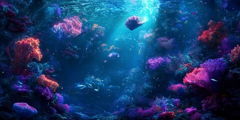 Fototapeta premium Subaquatic Hallucinations - Hallucinogenic underwater scene