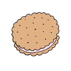 Vector hand drawn sketch doodle colored cookie isolated on white background