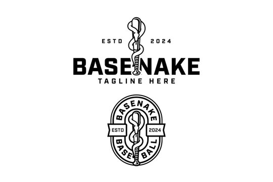 baseball bat with snake coil outline logo vector design collection for baseball sport club, tournament, t-shirt and merchandise designs 