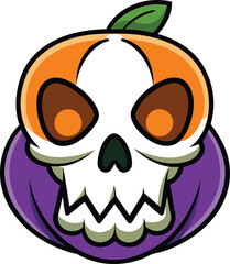 Halloween skull with pumpkin.