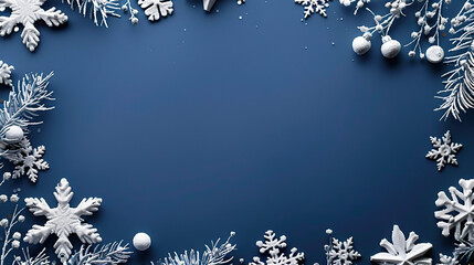 white card art on navy blue background, christmas decor trees snowflakes Merry christmas greeting and Happy new year background festive holidays , welcome winters, cards , banners 