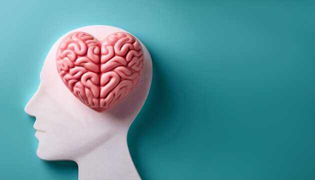 A creative representation of a heart and brain concept, symbolizing love, emotion, and intellect integration in a playful visual.