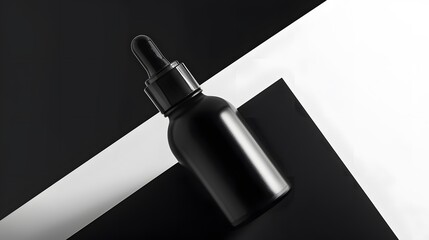 Fototapeta premium Black and white image emphasizing structure of a modern skincare bottle AI generated illustration