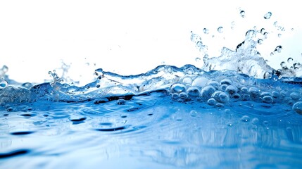 Bright blue water splashing up high against an immaculate white screen  AI generated illustration