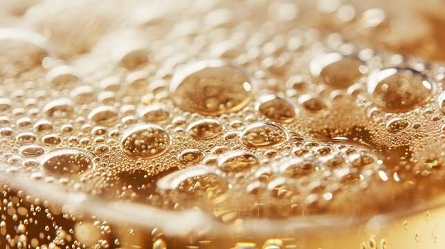 Champagne bubbles close-up in a minimalist setting AI generated illustration