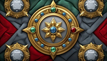 Obraz premium Golden Jewel-Encrusted Compass on a Fabric Background