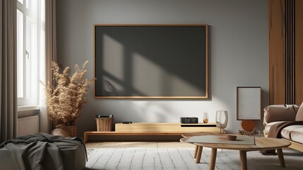 In the cozy living room, a couch, chair, and wallmounted TV