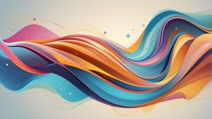Abstract Colorful Swirling Waves with Delicate Lines and Dots