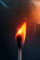 Cinematic display of a lone burning match highlighting the ember detail AI generated illustration