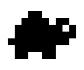 Turtle icon logo pixel art design. sticker fun cute animal cartoon pixel. monochrome retro style art.
