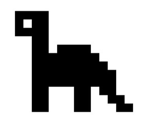 Obraz premium Dinosaurs icon logo pixel art design. sticker fun ancient animal cartoon pixel. retro monochrome art.