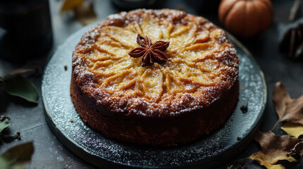 Autumnal spiced cake with dried fruit and anise
