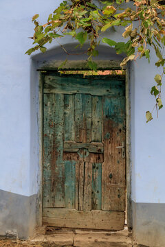 Europe, Romania. Viscri. Church door.