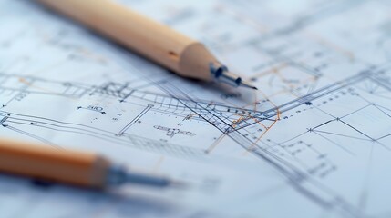 Close-up of a blueprint being gradually filled in  AI generated illustration