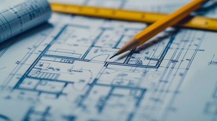 Close-up of a blueprint being gradually filled in  AI generated illustration