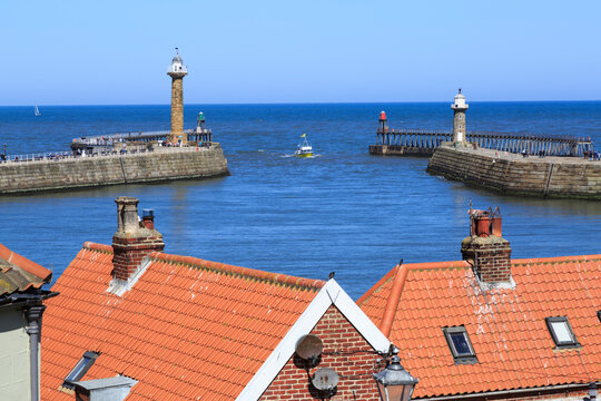 England, North Yorkshire, Whitby. Seaside town, port, civil parish in the Borough of Scarborough. Whitby has an established maritime, mineral and tourist economy.