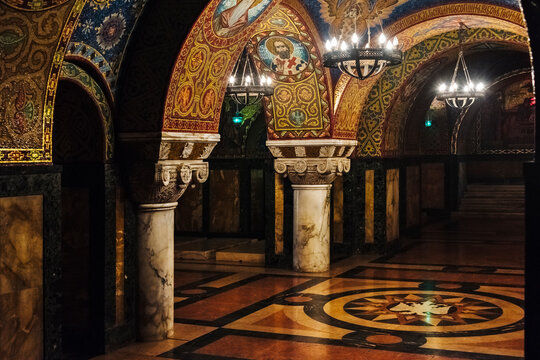 Crypt inside Oplenac Royal Mausoleum, also known as Saint George's Church, Topola, Serbia
