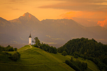 Europe Slovenia Chapel Primoz Sunset