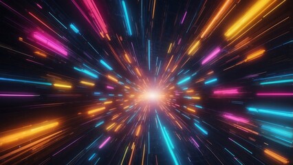 Fototapeta premium Abstract Background with Neon Lines Radiating Outward