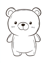 Fototapeta premium Cute bear face coloring page for kids, simple and clean line art style with bold lines, no shading or gray fill, vector illustration