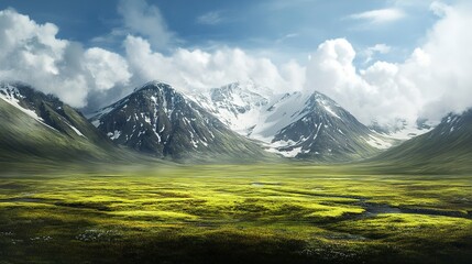 Fototapeta premium Tundra stunning views with endless expanses of moss