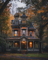 Fototapeta premium Classic Victorian House at Dusk