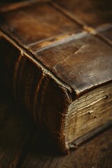 Obraz premium Close-up of an antique book captured in soft romantic lighting AI generated illustration