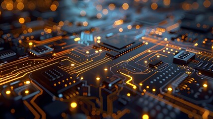 Obraz premium Electronic circuit board close up. 