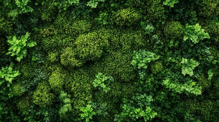 Top view green moss forest nature texture background