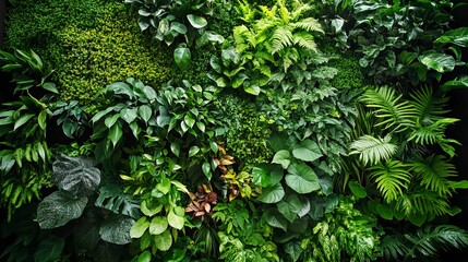 A vibrant green wall adorned with a plethora of lush plants, providing a mesmerizing and natural display of beauty and life 