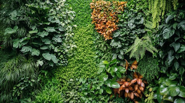 A vibrant green wall adorned with a plethora of lush plants, providing a mesmerizing and natural display of beauty and life 