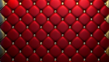 Obraz premium Red Leather Upholstery with Gold Accents and Blue Gemstones