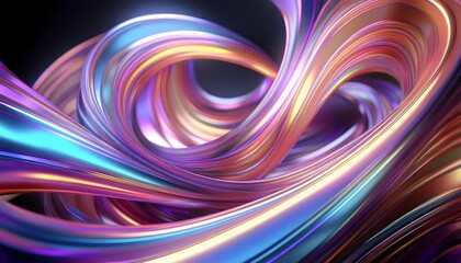 Swirling mass of iridescent metallic ribbons