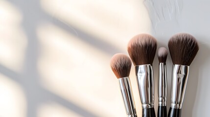 Cosmetic brushes against a stark clean modern backdrop  AI generated illustration