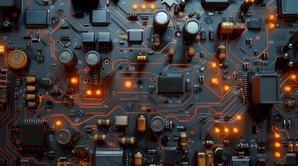 Fototapeta premium Electronic circuit board close up. 