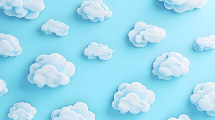 Fototapeta premium Cute cloud patterns on an abstract 3D blue sky theme AI generated illustration